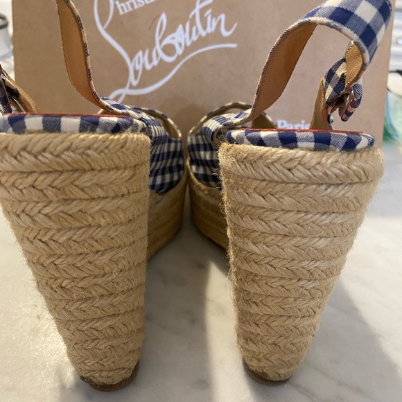 CHRISTIAN LOUBOUTIN
Blue/White Gingham Canvas Menorca 130 Espadrille - Picture 4 of 6